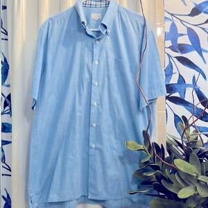 Men’s Maus & Hoffman Blue Short Sleeve 100% Cotton Button-Down Size XL